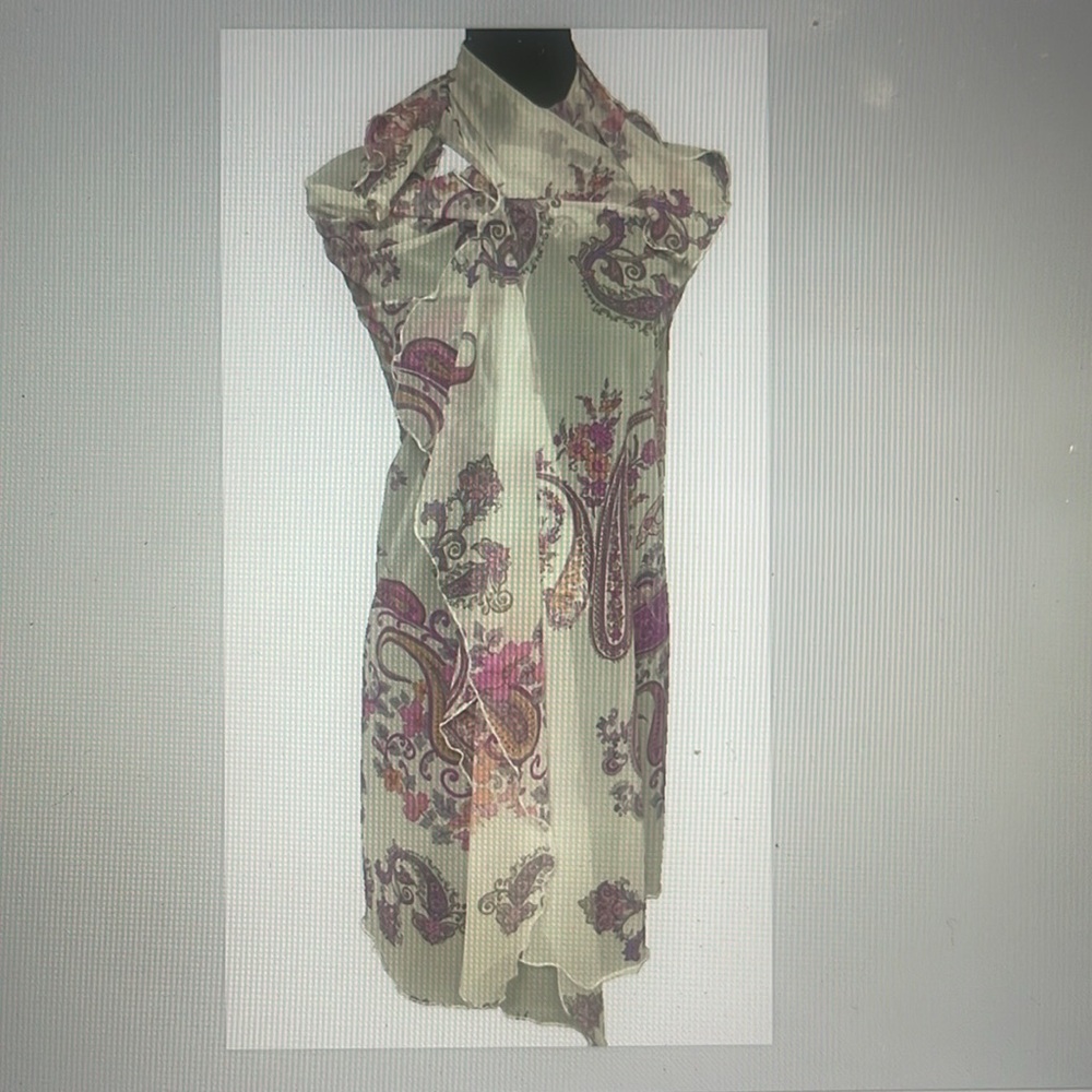 Janine Robin Bikini cover up / sarong wrap Dress white pink paisley Floral